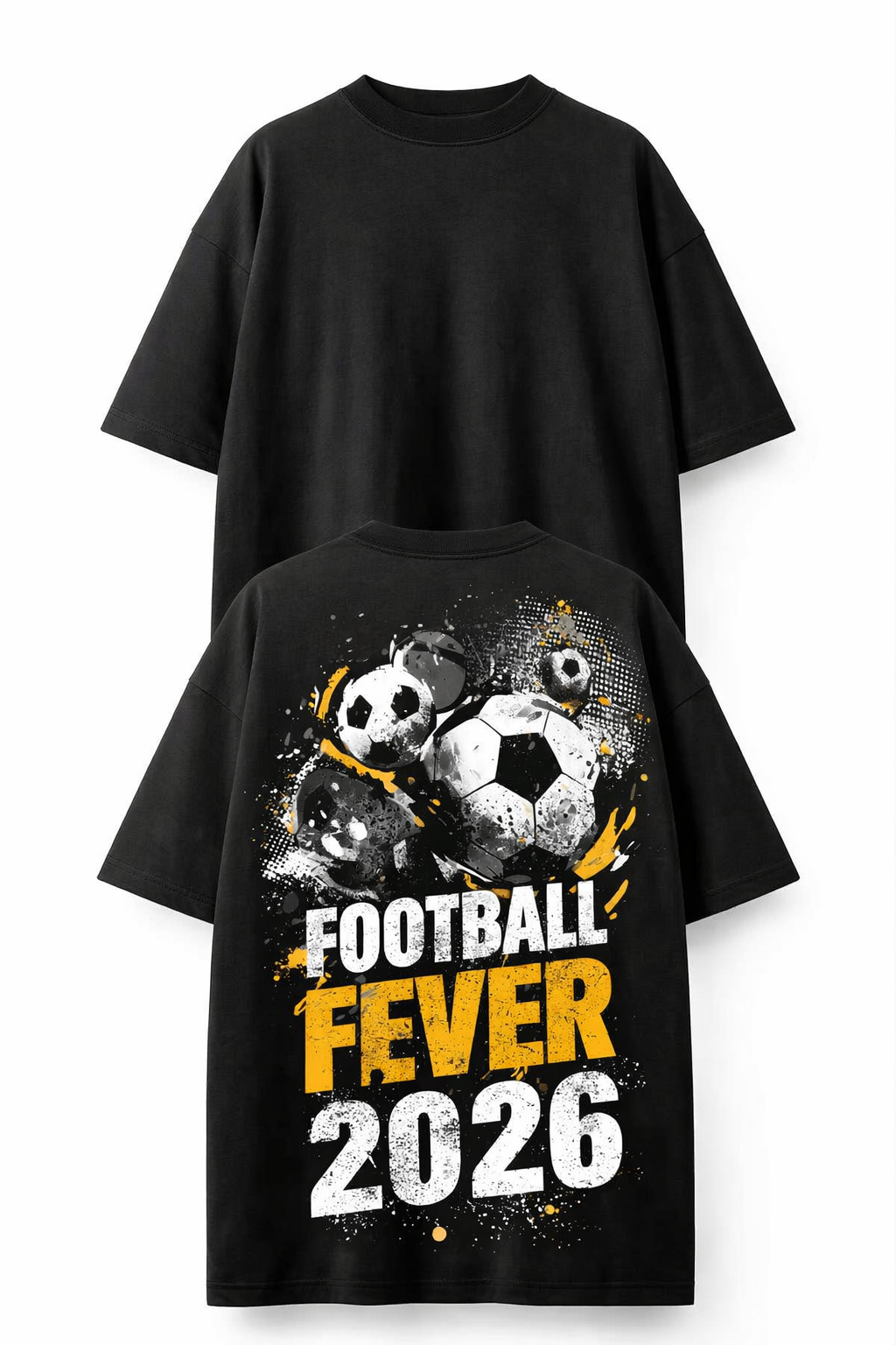 Football Fever 2026 oversized black tee back graphic