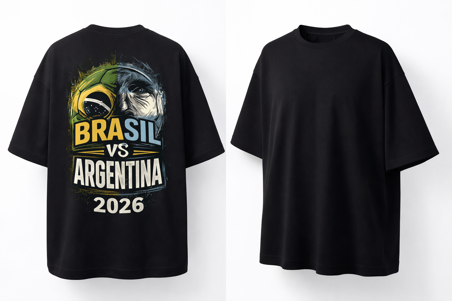 Brasil vs Argentina 2026 oversized black tee back graphic