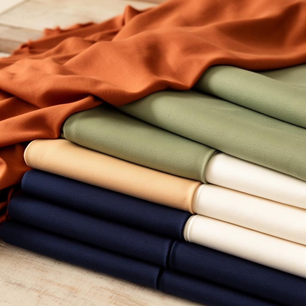 Premium cotton jersey rolls in earthy garment-dye tones
