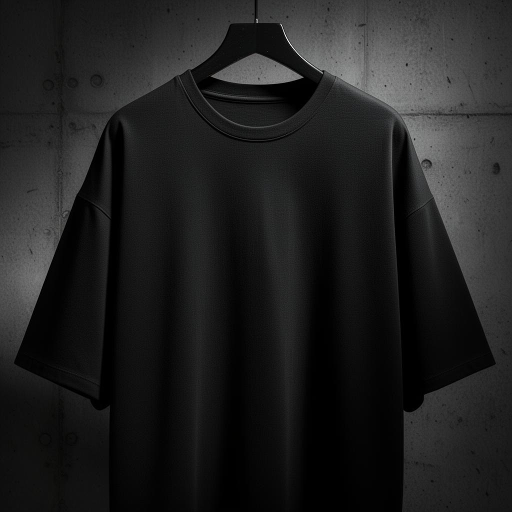 Premium oversized black tee detail